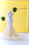 75LLW03 LL Long Sleeves Illusion Bodice Light Beige Trumpet Button Back Back Wedding Dresss Malaysia Baju Pengantin KL