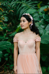 Evening Dress LL612E01 Blush Peach LL off shoulder Tulle A line Flora 11